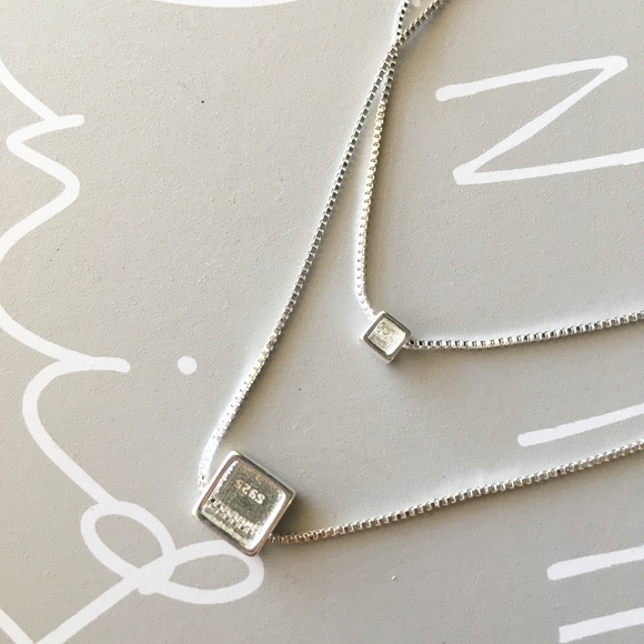 Sterling Silver Layered Squares Silver Necklace - Picture 6 of 8